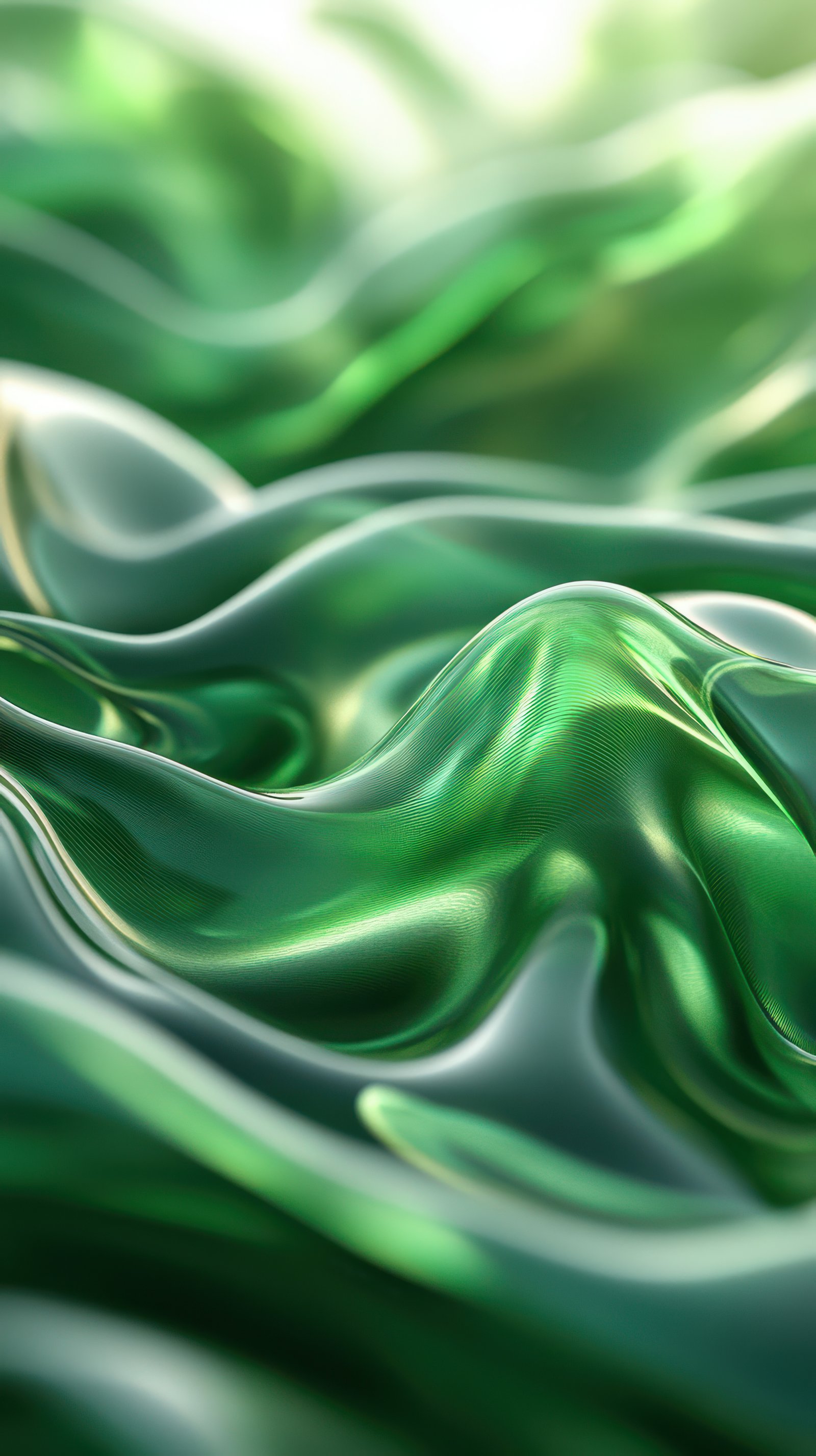 Swirling green fabric creates a mesmerizing wave pattern in soft light